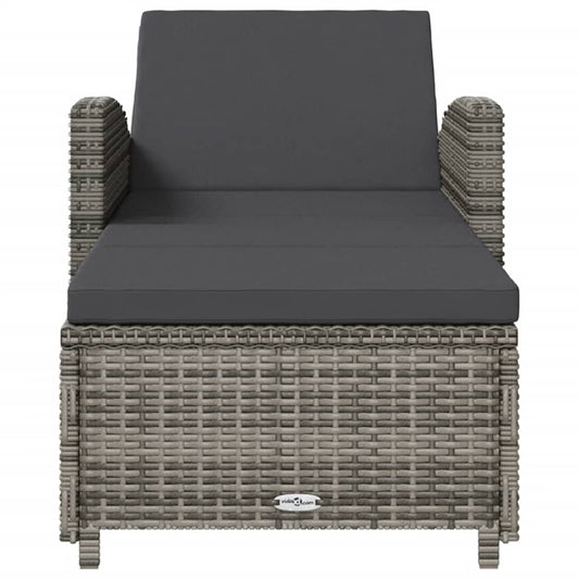 Sonnenliege mit Auflage – PE-Rattan Gartenliege verstellbar