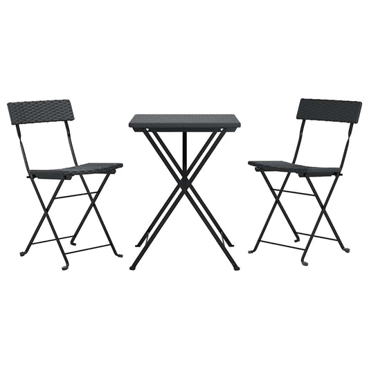 Bistro-Set 3-tlg. klappbar – PE-Rattan Balkonmöbel