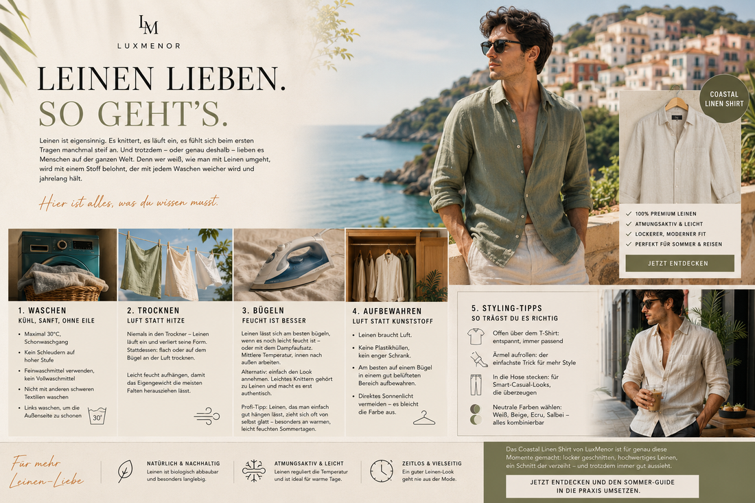 Leinenhemd richtig pflegen & stylen – Der ultimative Guide für den Sommer