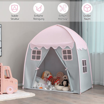 Kinderzelt Großes Prinzessinnenzelt Mit Tragetasche Anti-Rutsch-Matte Reißverschluss Rosa