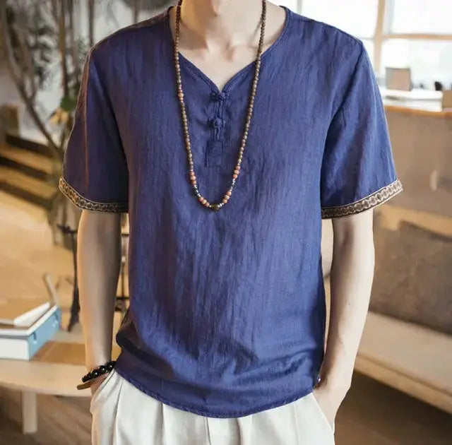 SOLANO – Men's Embroidered Linen Shirt LuxMenor