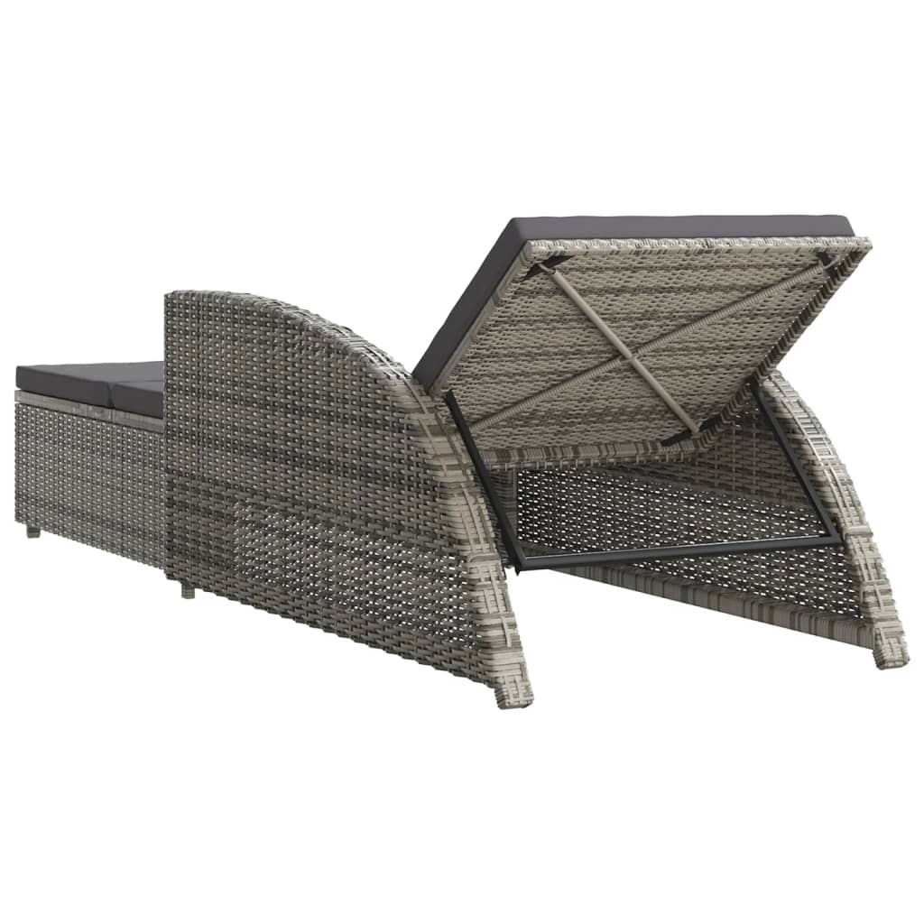 Sonnenliege mit Auflage – PE-Rattan Gartenliege verstellbar