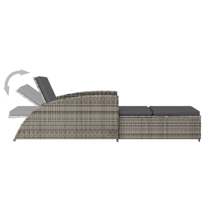 Sonnenliege mit Auflage – PE-Rattan Gartenliege verstellbar