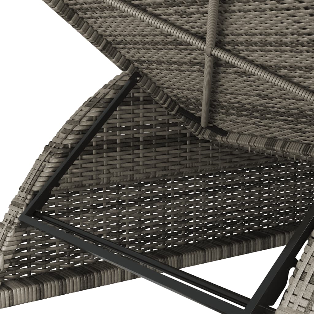 Sonnenliege mit Auflage – PE-Rattan Gartenliege verstellbar
