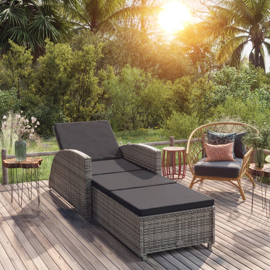 Sonnenliege mit Auflage – PE-Rattan Gartenliege verstellbar