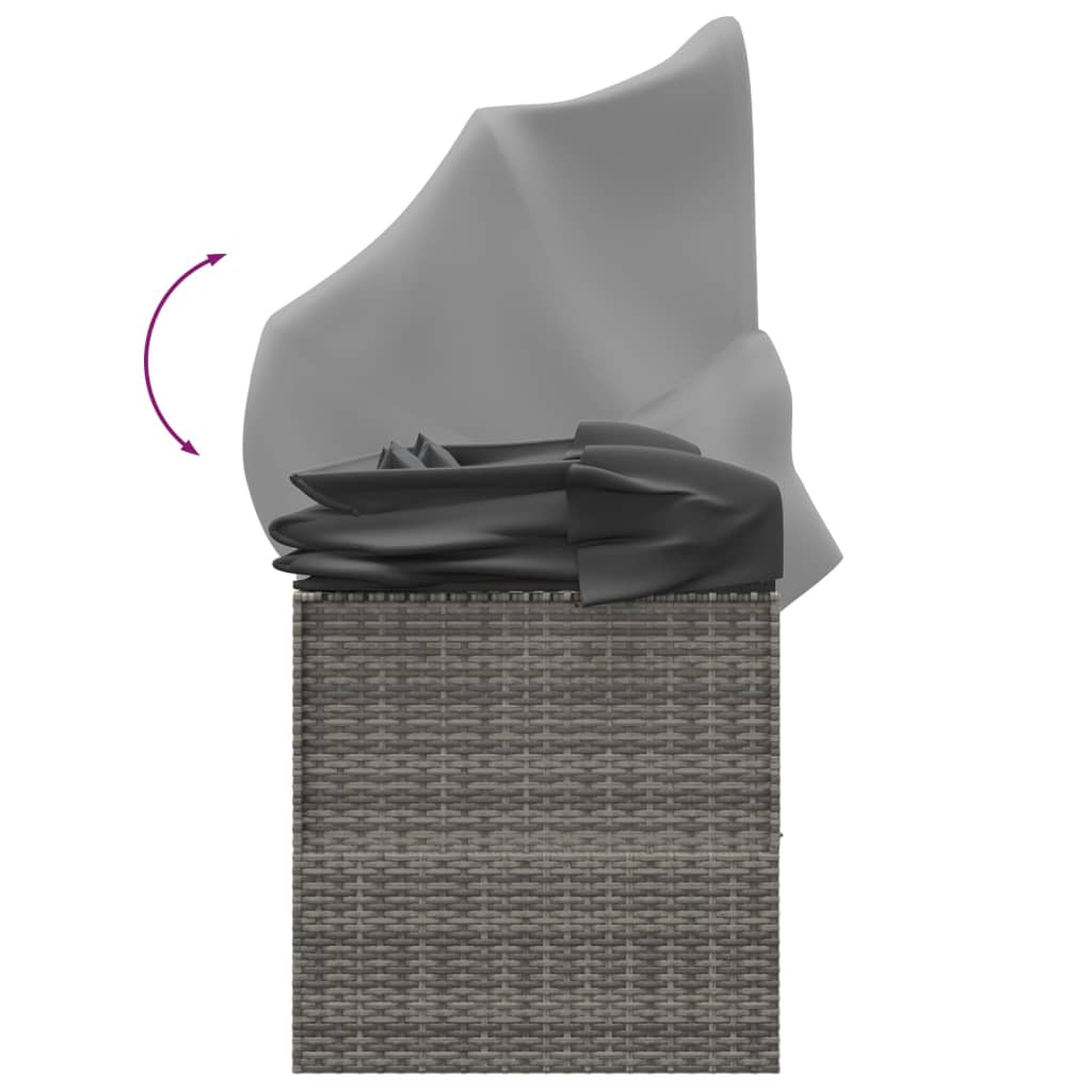 Outdoor Loungebett mit Dach und Kissen – PE-Rattan Gartenliege