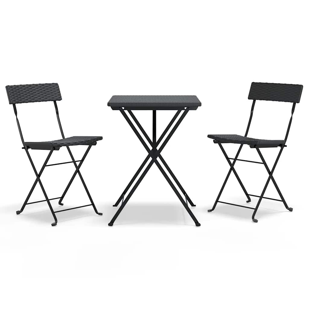 Bistro-Set 3-tlg. klappbar – PE-Rattan Balkonmöbel