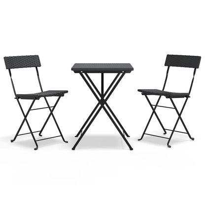 Bistro-Set 3-tlg. klappbar – PE-Rattan Balkonmöbel