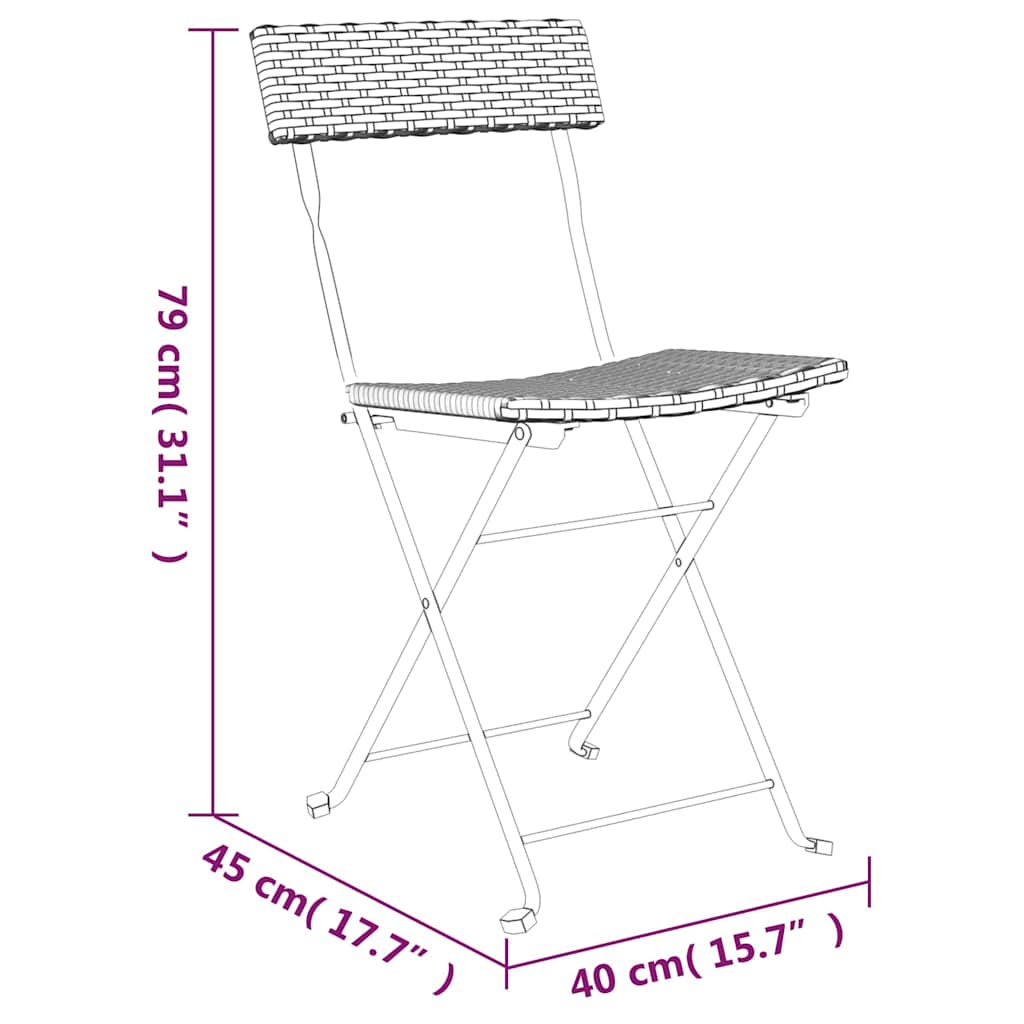 Bistro-Set 3-tlg. klappbar – PE-Rattan Balkonmöbel