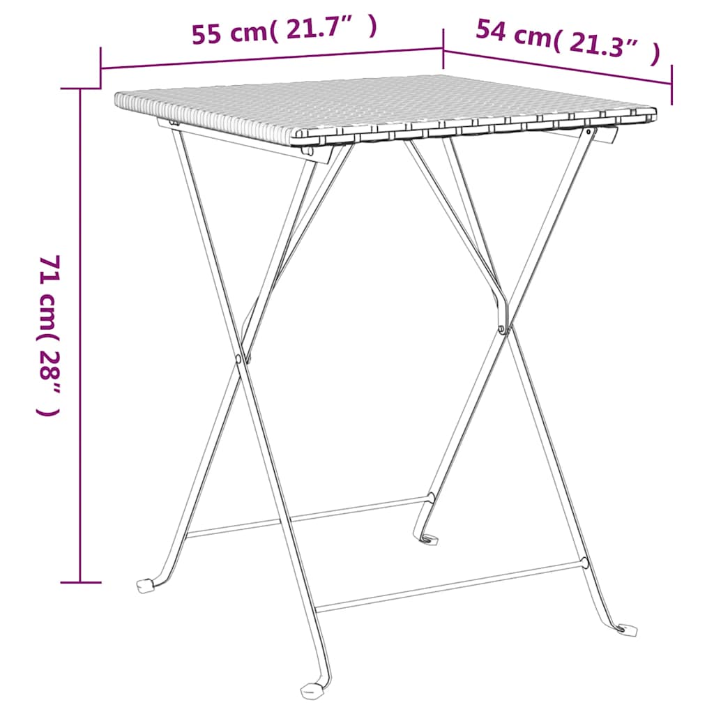 Bistro-Set 3-tlg. klappbar – PE-Rattan Balkonmöbel