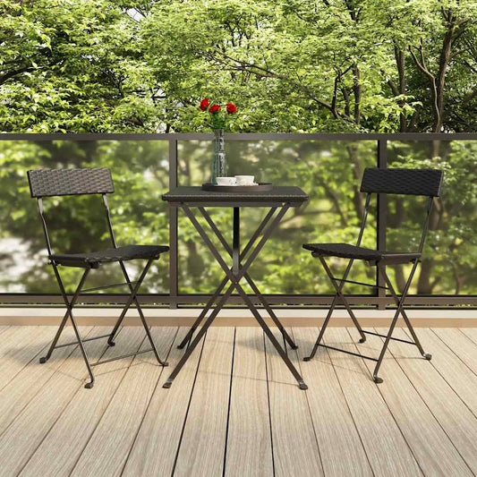 Bistro-Set 3-tlg. klappbar – PE-Rattan Balkonmöbel