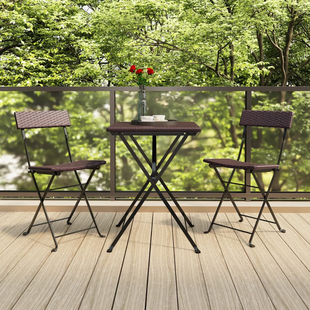 Bistro-Set 3-tlg. klappbar – PE-Rattan Balkonmöbel