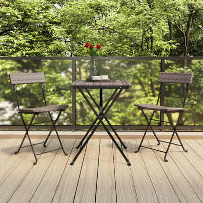 Bistro-Set 3-tlg. klappbar – PE-Rattan Balkonmöbel
