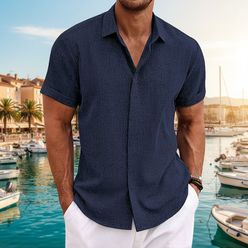 Coastal Mens Short Linen Sleeve Shirt