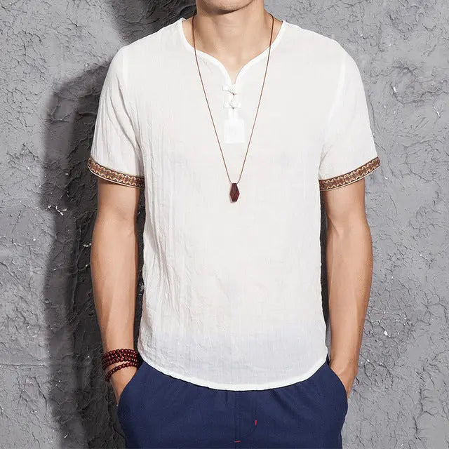 SOLANO – Men's Embroidered Linen Shirt LuxMenor