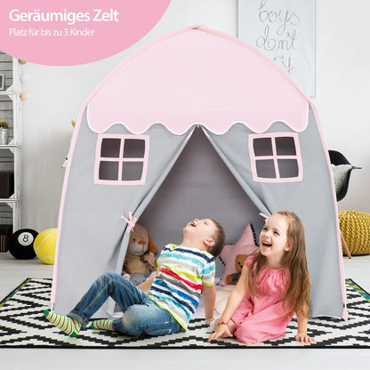 Kinderzelt Großes Prinzessinnenzelt Mit Tragetasche Anti-Rutsch-Matte Reißverschluss Rosa