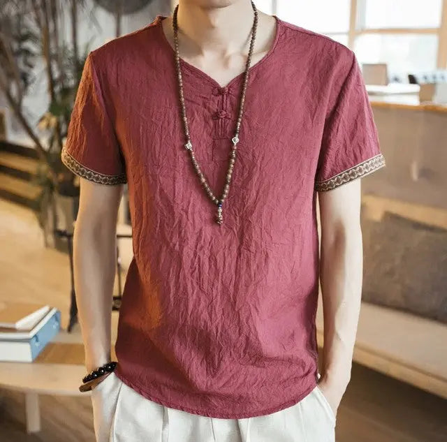 SOLANO – Men's Embroidered Linen Shirt LuxMenor