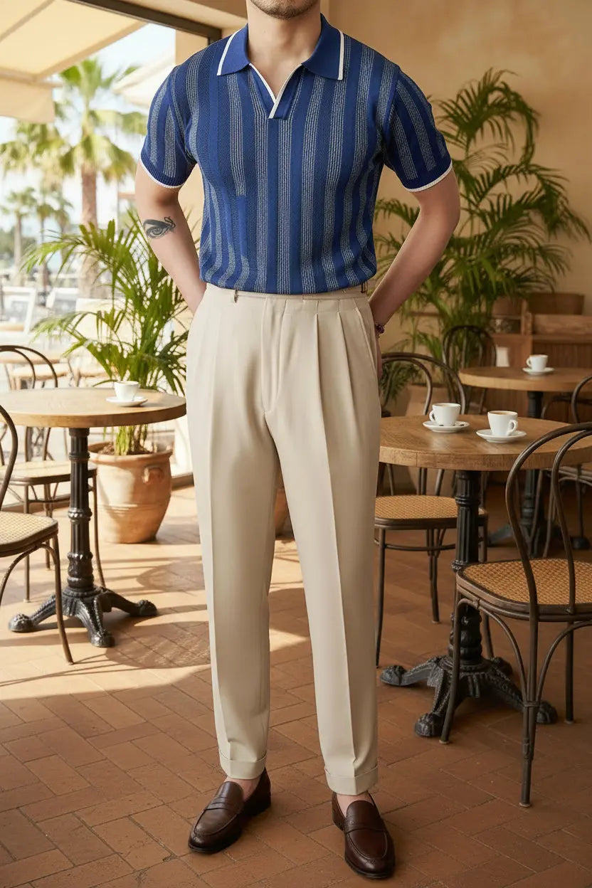VERO Strick-Polo Herren Sommer – Coffee Braun