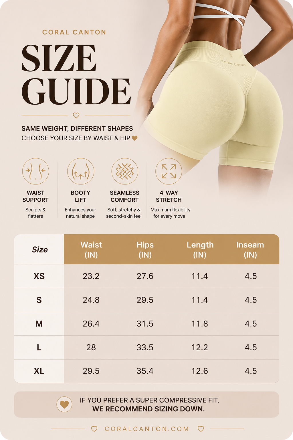 Coral Canton Sports Shorts High Waistband Butt Lifting