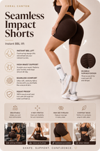 Coral Canton Sports Shorts High Waistband Butt Lifting